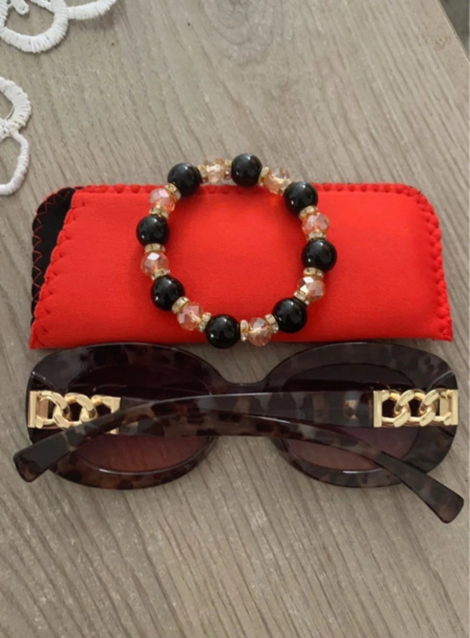 Set Luniette plus bracelet Pierre natural 🌺
